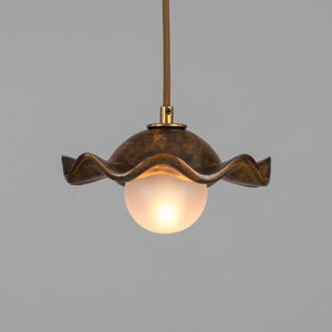 Rivale Pendant Light with Wavy Ceramic Shade, Rust Iron 21cm IP20 - View 11