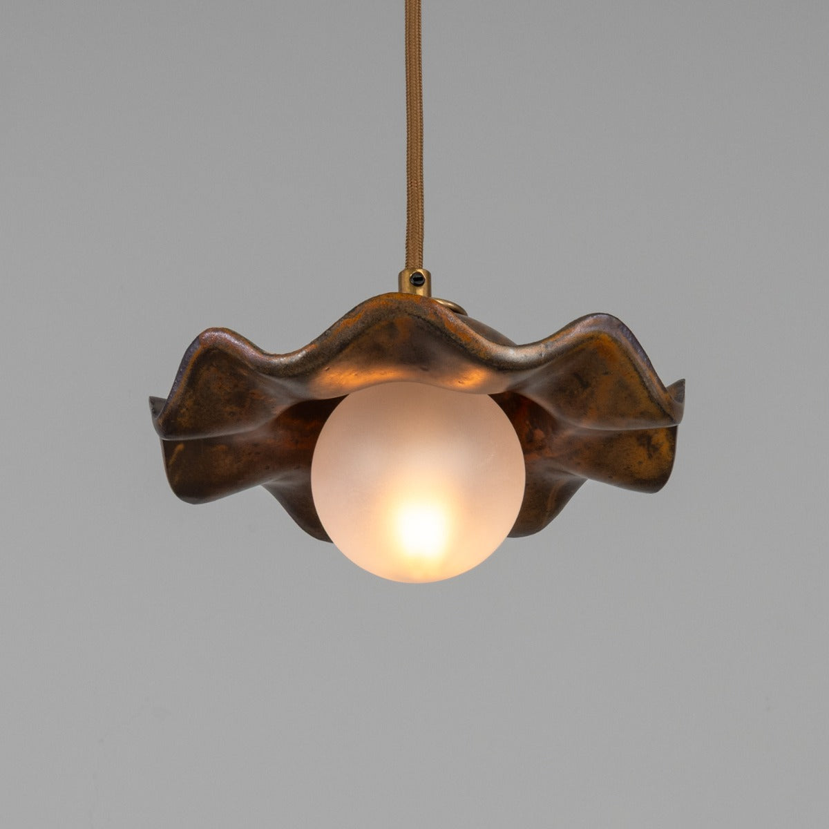 Rivale Pendant Light with Wavy Ceramic Shade, Rust Iron 21cm IP20 - View 8