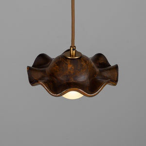 Rivale Pendant Light with Wavy Ceramic Shade, Rust Iron 21cm IP20 - View 9