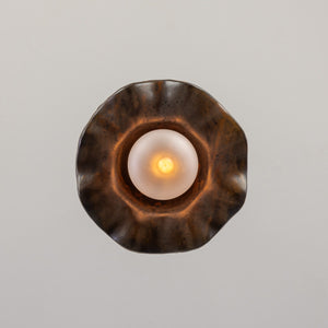 Rivale Pendant Light with Wavy Ceramic Shade, Rust Iron 21cm IP20 - View 10