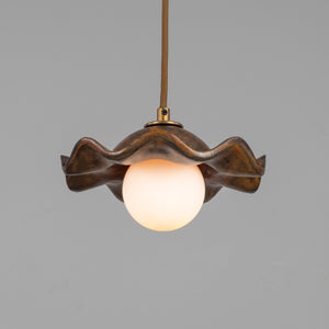 Rivale Pendant Light with Wavy Ceramic Shade, Rust Iron 21cm IP20 - Main View