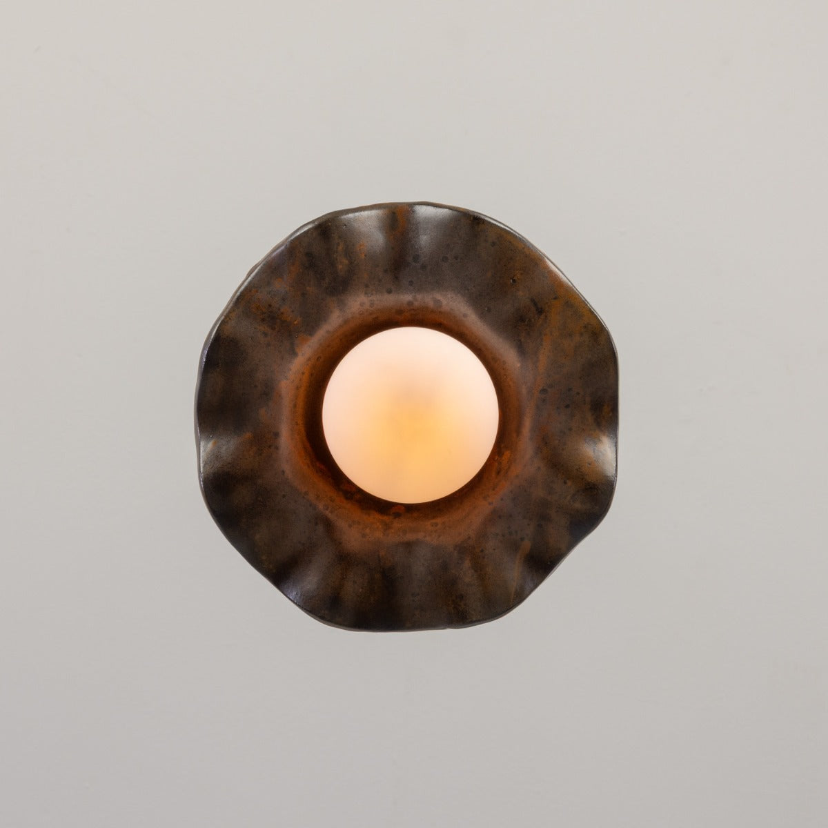 Rivale Pendant Light with Wavy Ceramic Shade, Rust Iron 21cm IP20 - View 13