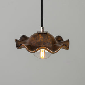Rivale Pendant Light with Wavy Ceramic Shade, Rust Iron 21cm IP20 - View 5