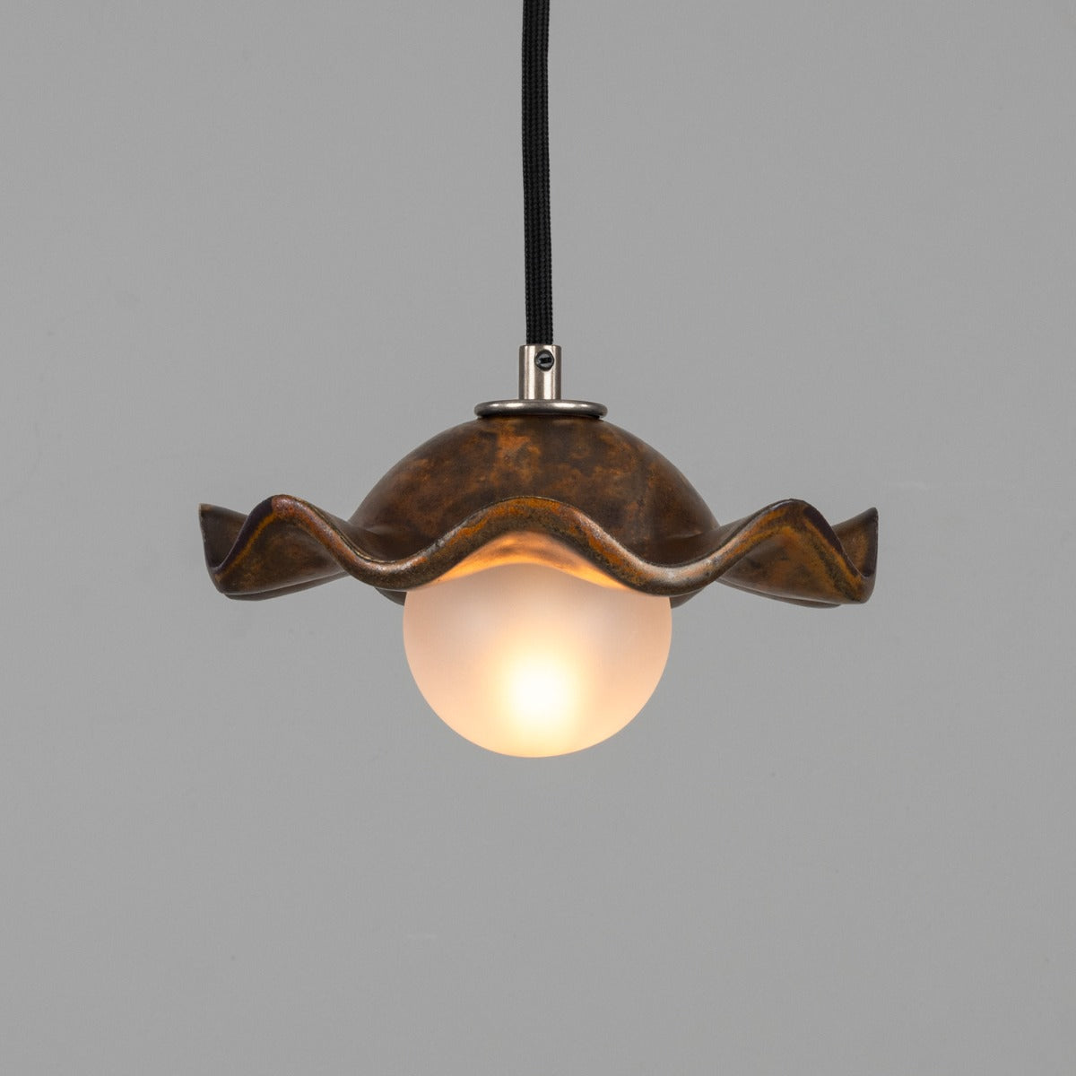 Rivale Pendant Light with Wavy Ceramic Shade, Rust Iron 21cm IP20 - View 6