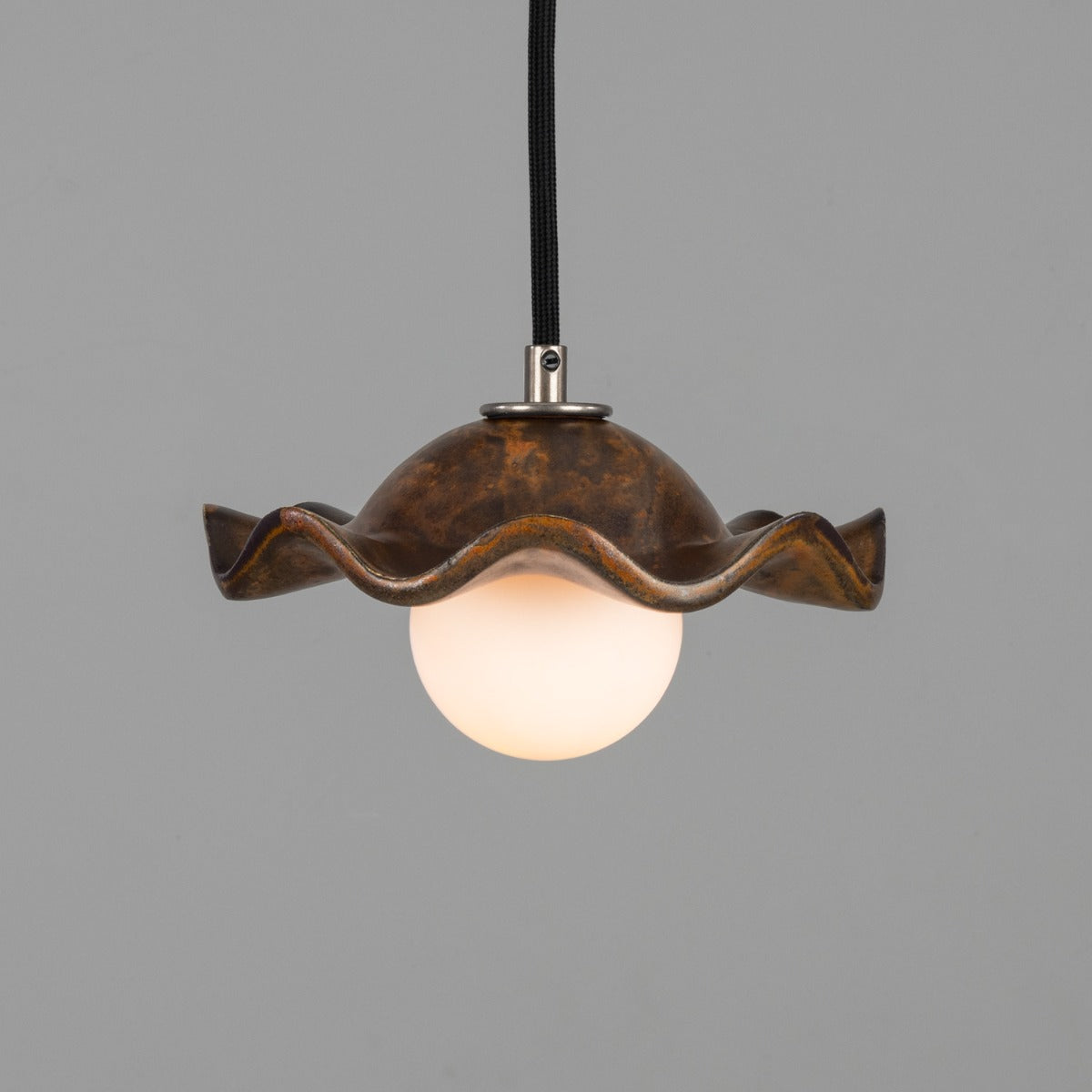 Rivale Pendant Light with Wavy Ceramic Shade, Rust Iron 21cm IP20 - View 2