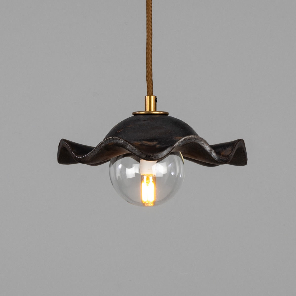 Rivale Pendant Light with Wavy Ceramic Shade, Metallic Earth 21cm IP20 - View 5