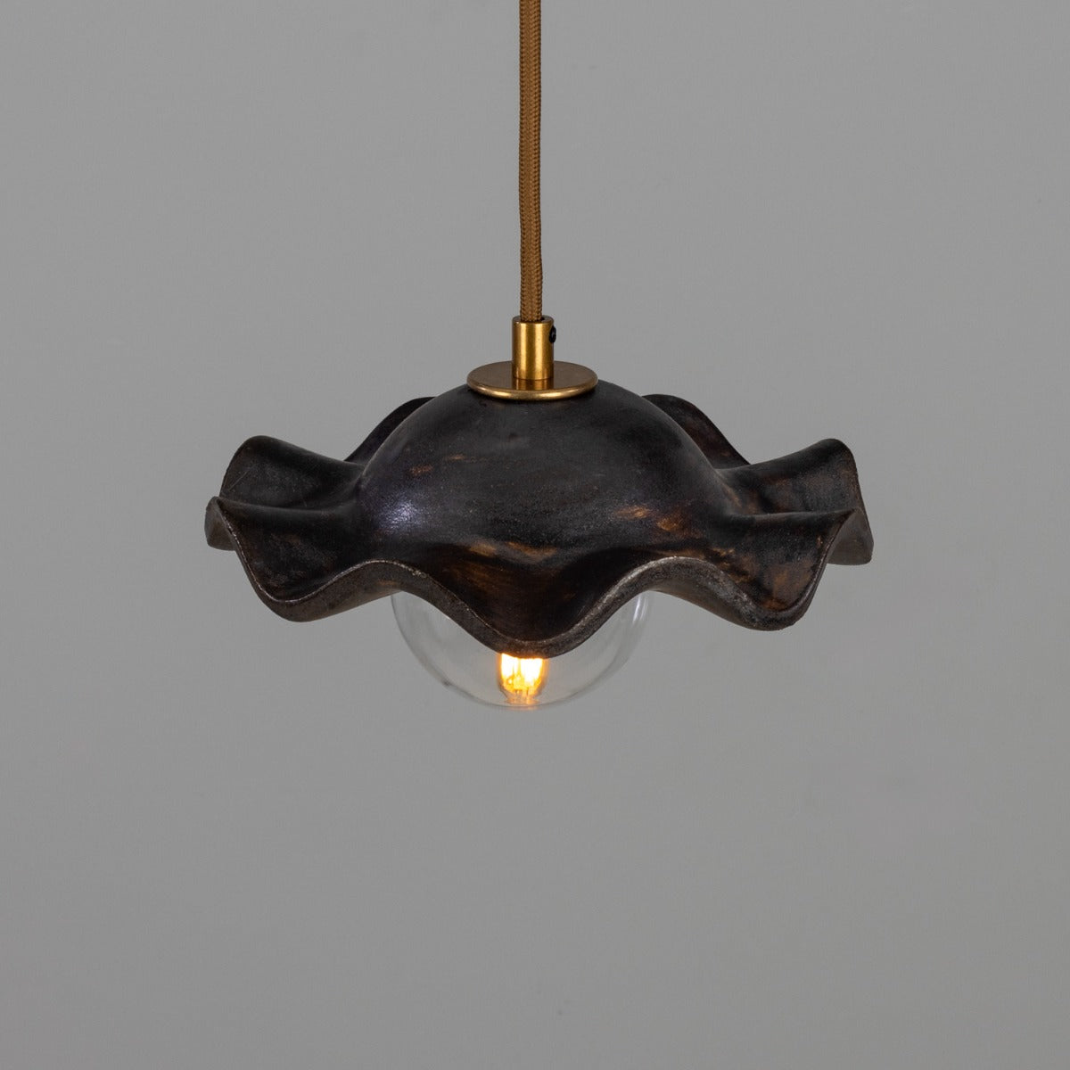 Rivale Pendant Light with Wavy Ceramic Shade, Metallic Earth 21cm IP20 - View 3