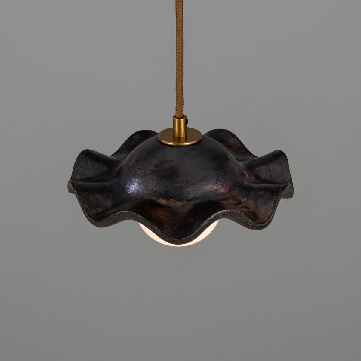 Rivale Pendant Light with Wavy Ceramic Shade, Metallic Earth 21cm IP20 - View 6