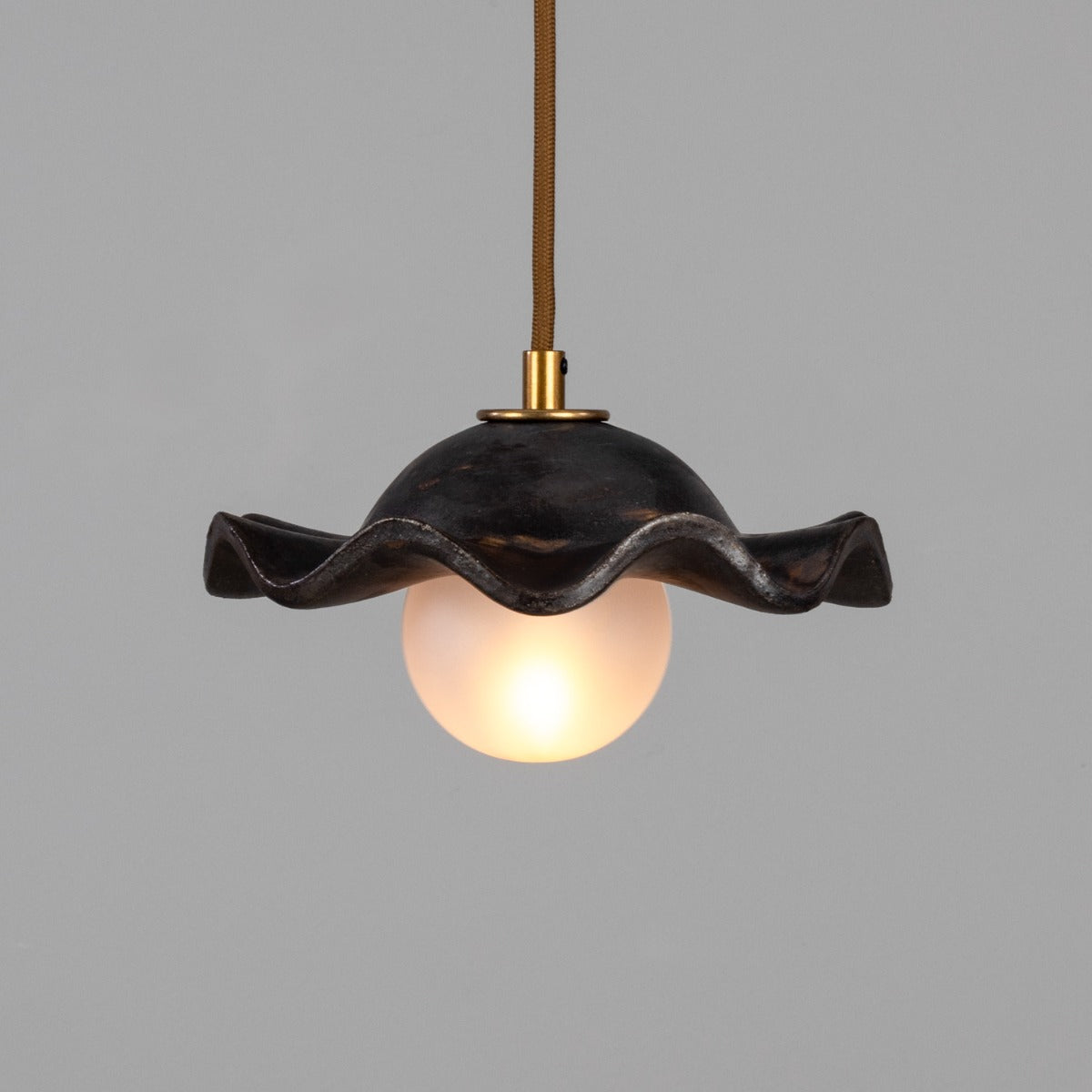 Rivale Pendant Light with Wavy Ceramic Shade, Metallic Earth 21cm IP20 - View 8