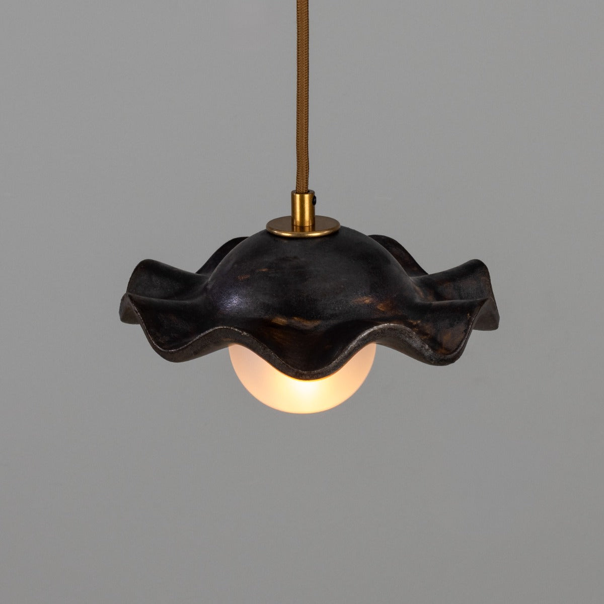 Rivale Pendant Light with Wavy Ceramic Shade, Metallic Earth 21cm IP20 - View 9