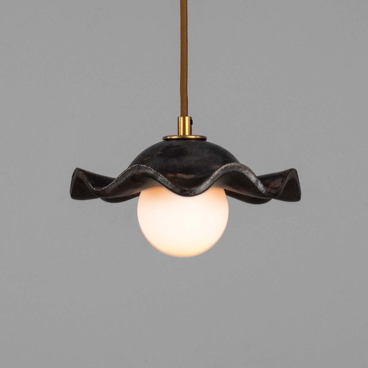 Rivale Pendant Light with Wavy Ceramic Shade, Metallic Earth 21cm IP20 - View 12