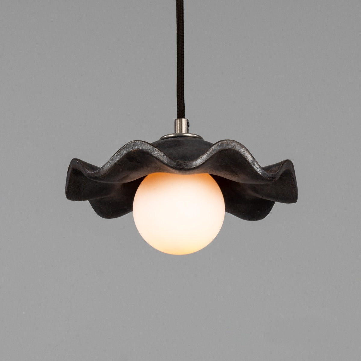 Rivale Pendant Light with Wavy Ceramic Shade, Metallic Earth 21cm IP20 - View 2