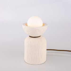 Prali Ceramic Table Lamp with Glass Globe, Matte White Striped - Main View