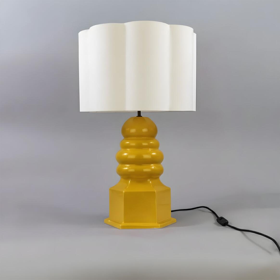 Safi Small Ceramic Table Lamp with Fabric Shade 75cm IP21 - Like New