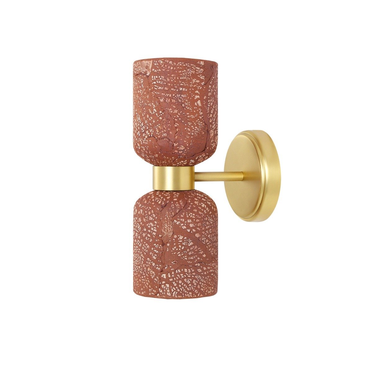 Sakura Double Ceramic and Brass Wall Light, Red Iron - Main View