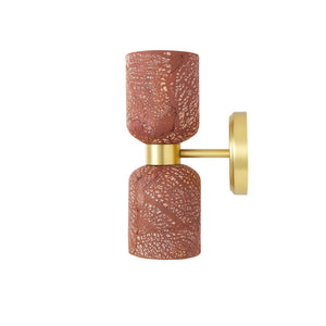 Sakura Double Ceramic and Brass Wall Light, Red Iron - View 2