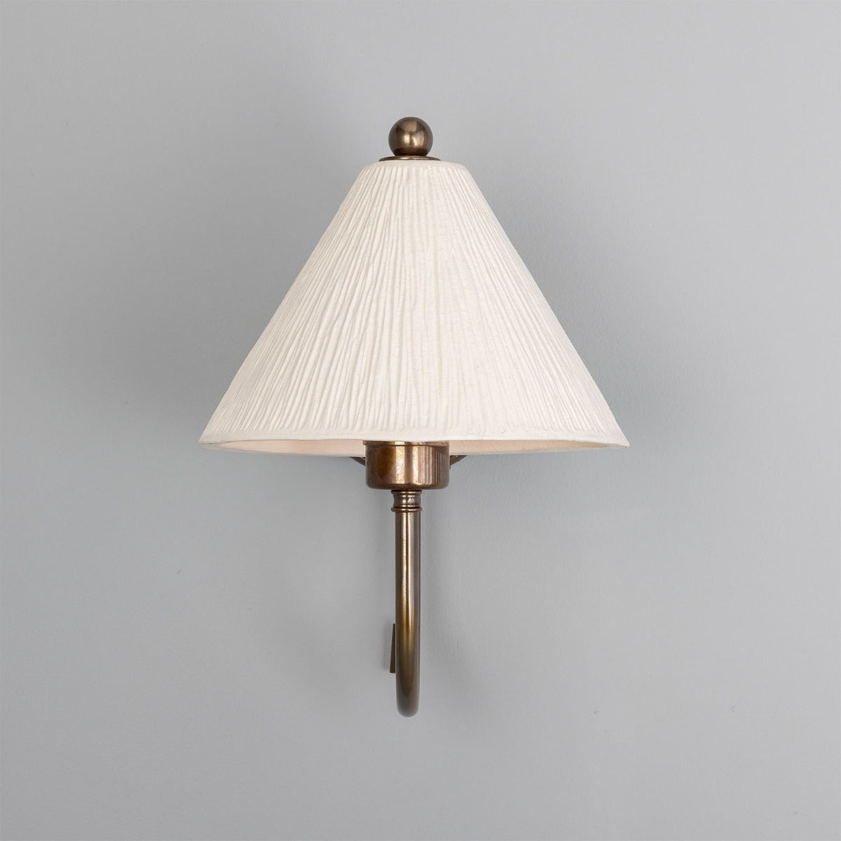 Tilia Organic Ceramic Cone Wall Light 24cm, Matte White Striped - View 3