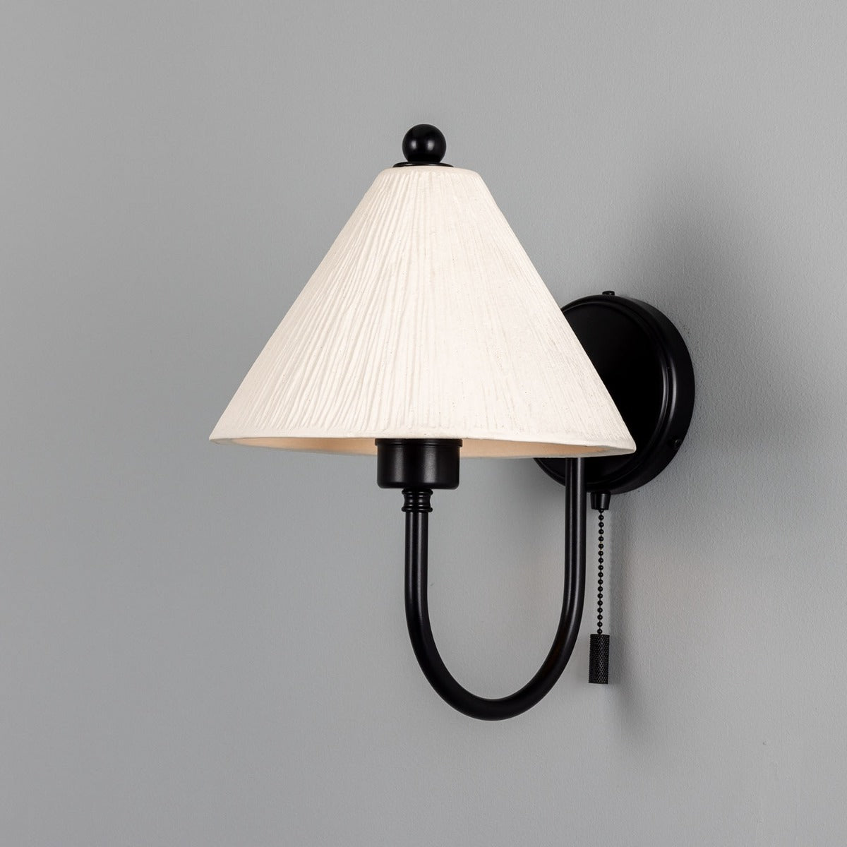Tilia Organic Ceramic Cone Wall Light, Matte White Striped 31.5cm IP20 - View 16