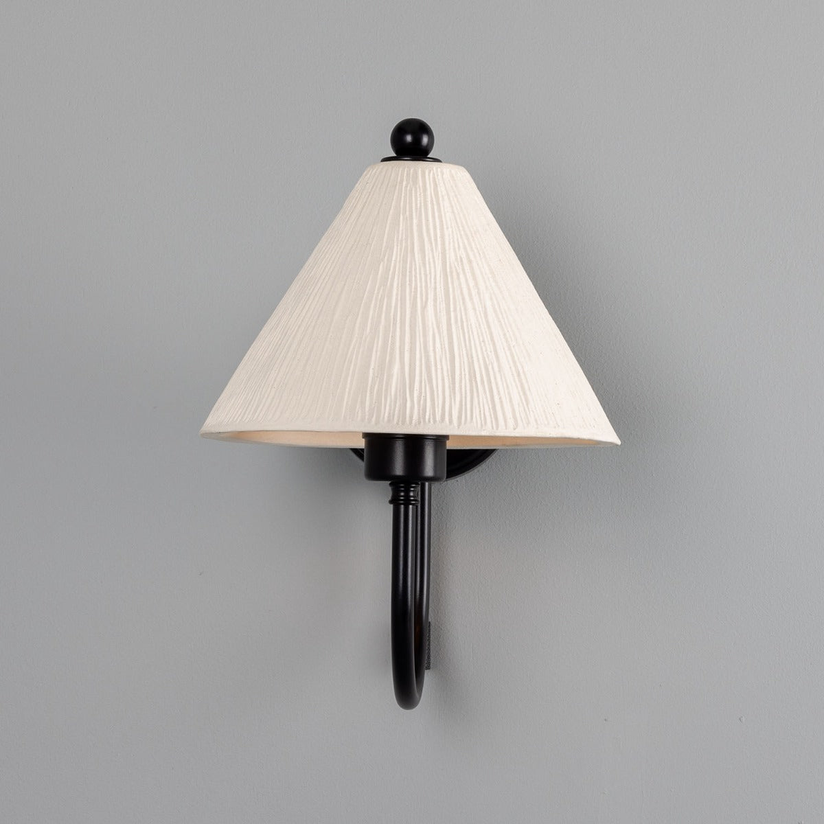 Tilia Organic Ceramic Cone Wall Light 24cm, Matte White Striped - View 18