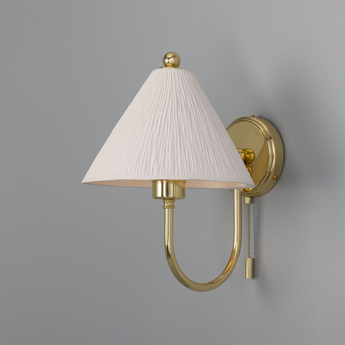 Tilia Organic Ceramic Cone Wall Light 24cm, Matte White Striped - View 8