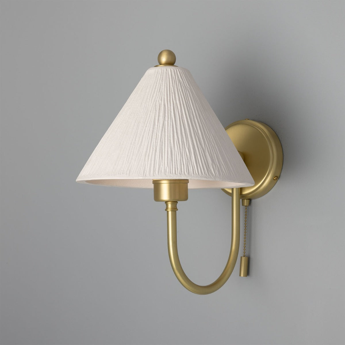 Tilia Organic Ceramic Cone Wall Light 24cm, Matte White Striped - View 12