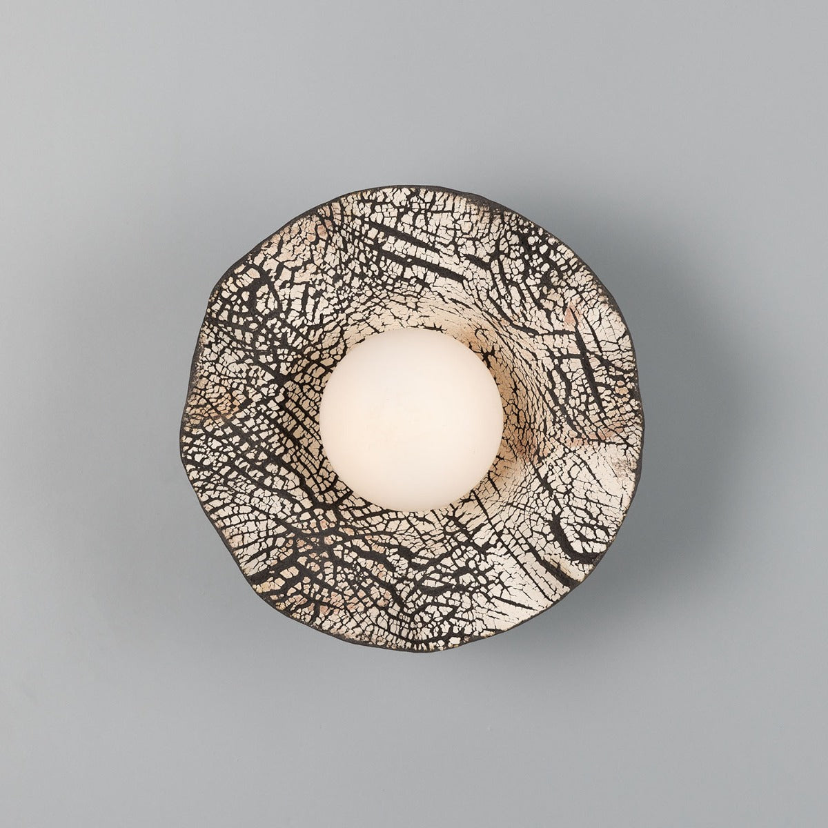 Rivale Wall Light with Wavy Ceramic Shade, Black Clay - View 2