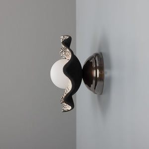 Rivale Wall Light with Wavy Ceramic Shade, Black Clay - View 5