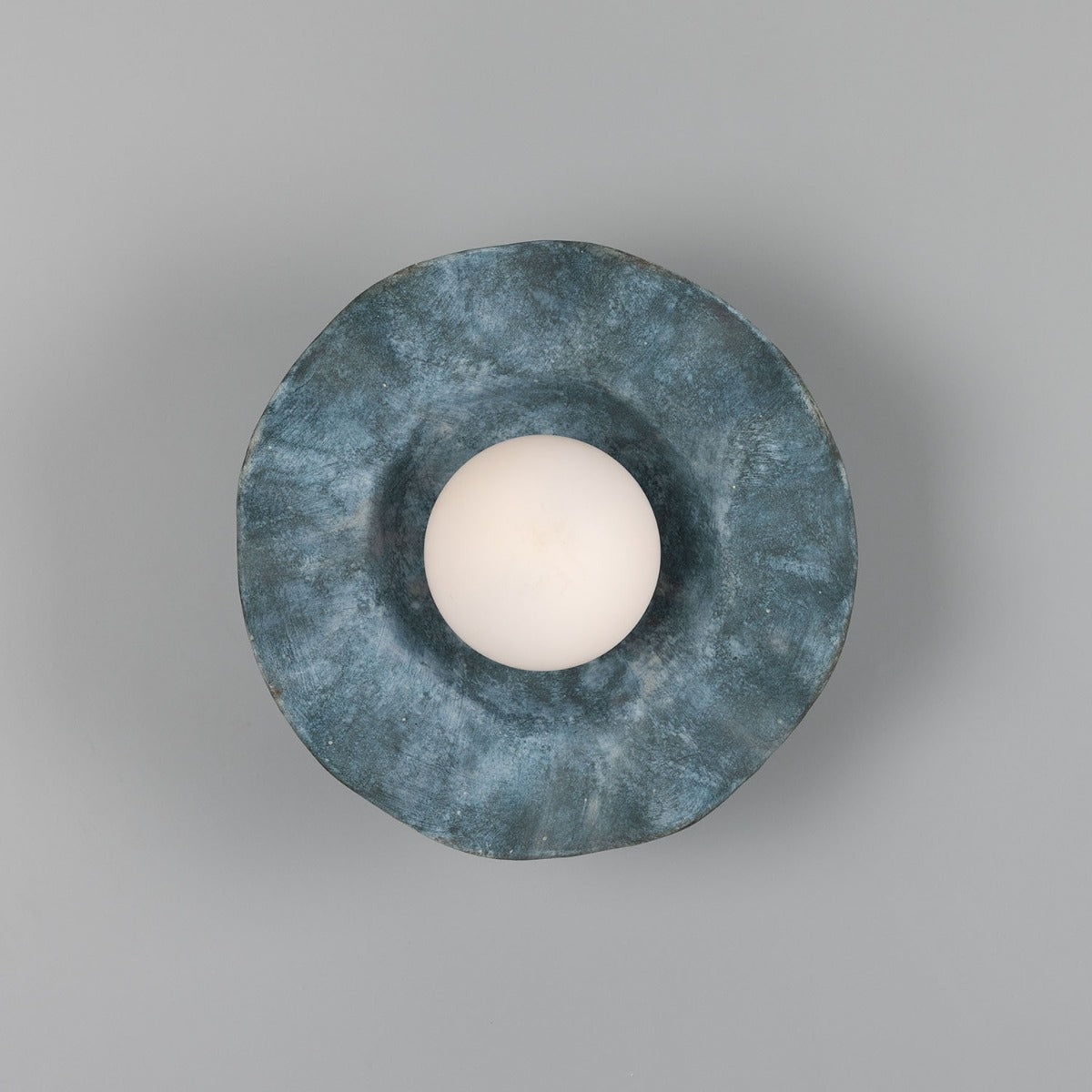 Rivale Wall Light with Wavy Ceramic Shade, Blue Earth - View 2