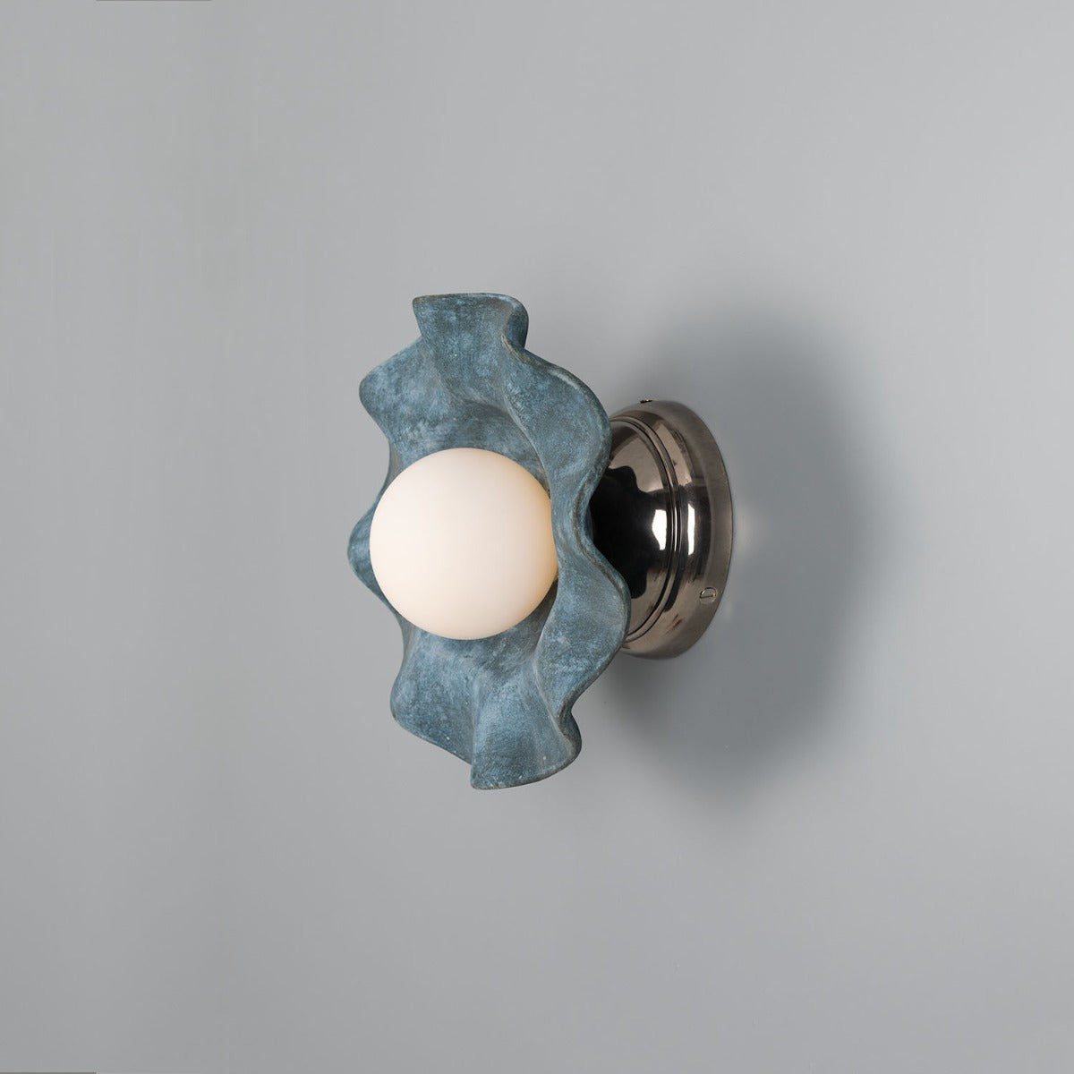 Rivale Wall Light with Wavy Ceramic Shade, Blue Earth - View 3
