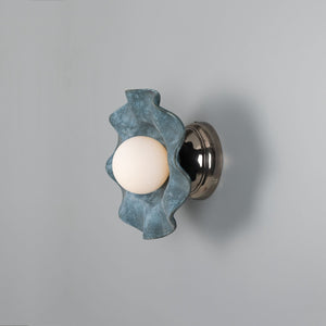 Rivale Wall Light with Wavy Ceramic Shade, Blue Earth - View 3