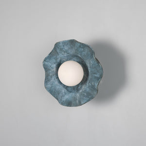Rivale Wall Light with Wavy Ceramic Shade, Blue Earth - View 1