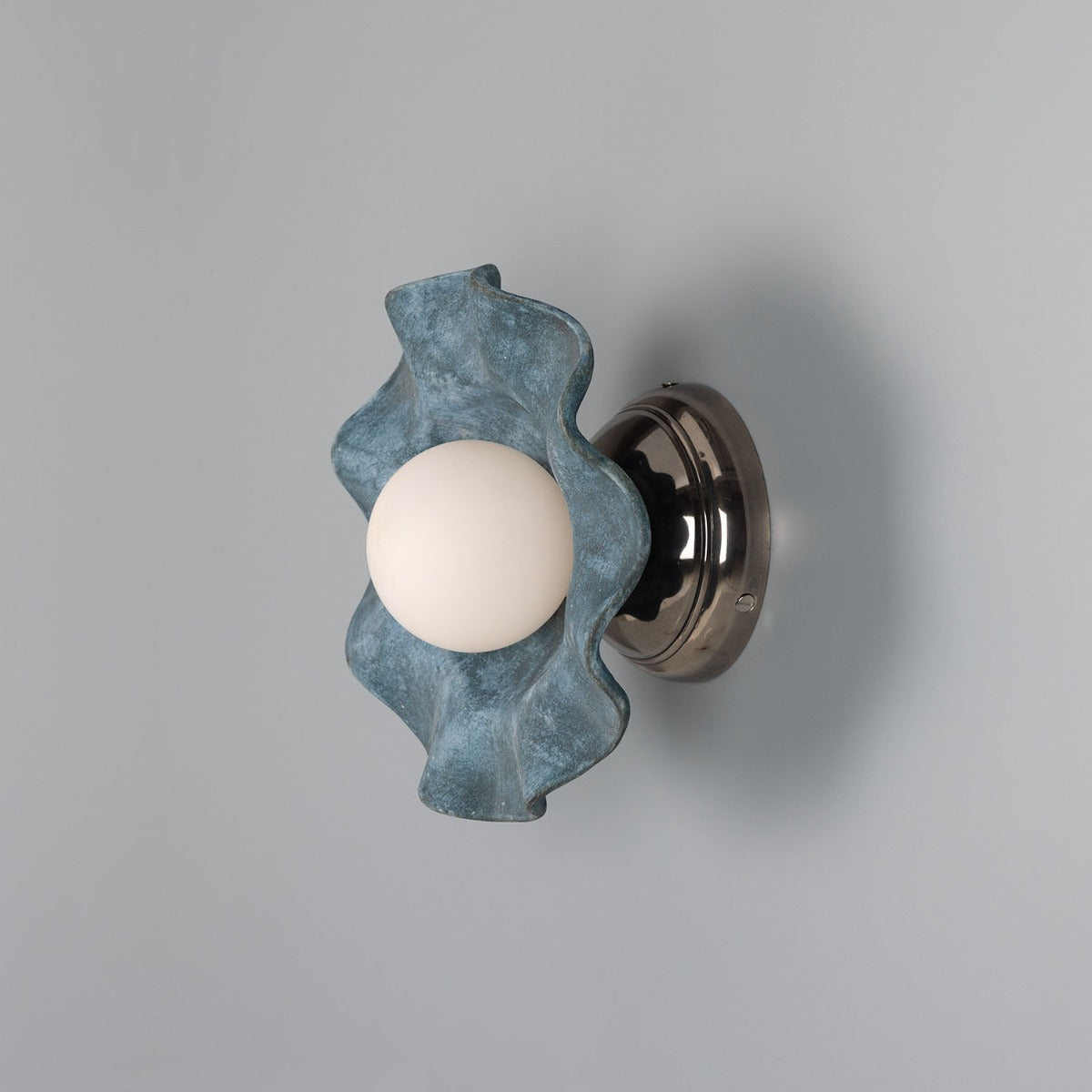 Rivale Wall Light with Wavy Ceramic Shade, Blue Earth - View 4