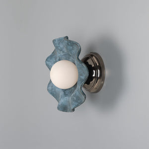 Rivale Wall Light with Wavy Ceramic Shade, Blue Earth - View 4