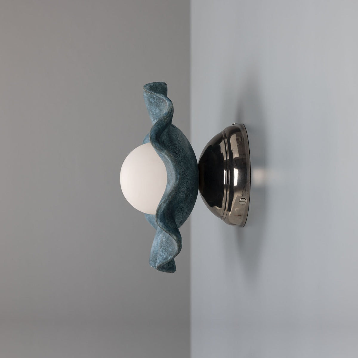 Rivale Wall Light with Wavy Ceramic Shade, Blue Earth - View 5