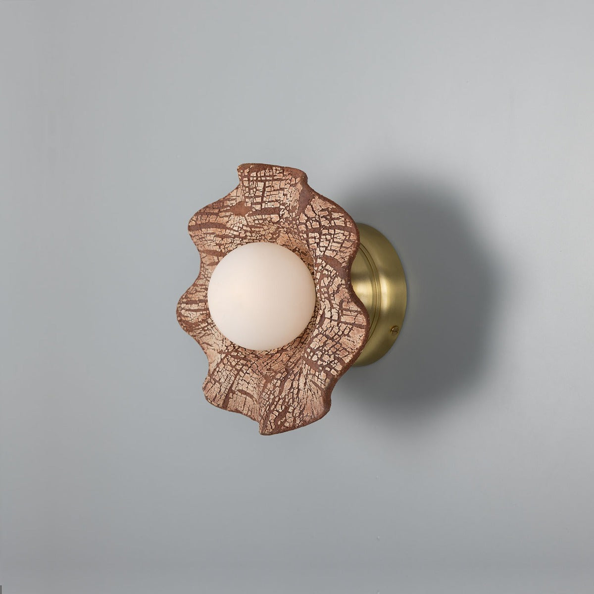 Rivale Wall Light with Wavy Ceramic Shade, Red Iron - View 3