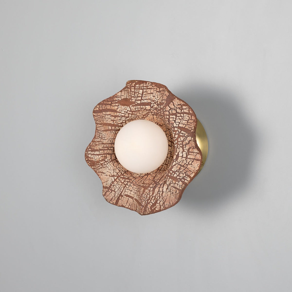 Rivale Wall Light with Wavy Ceramic Shade, Red Iron - Main View