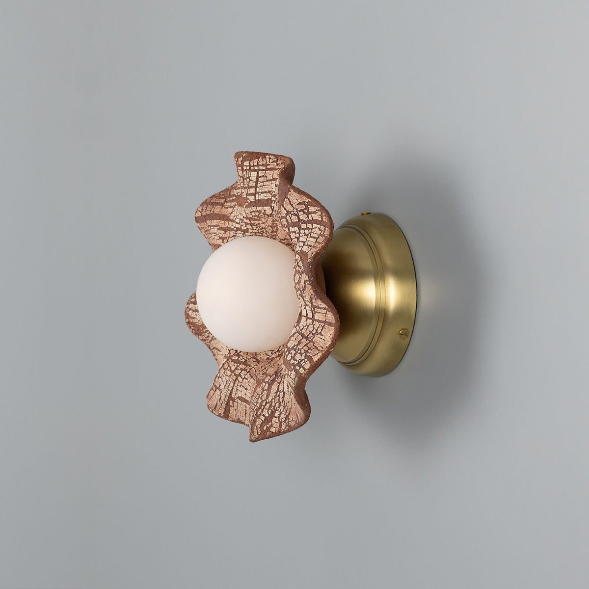 Rivale Wall Light with Wavy Ceramic Shade, Red Iron - View 4