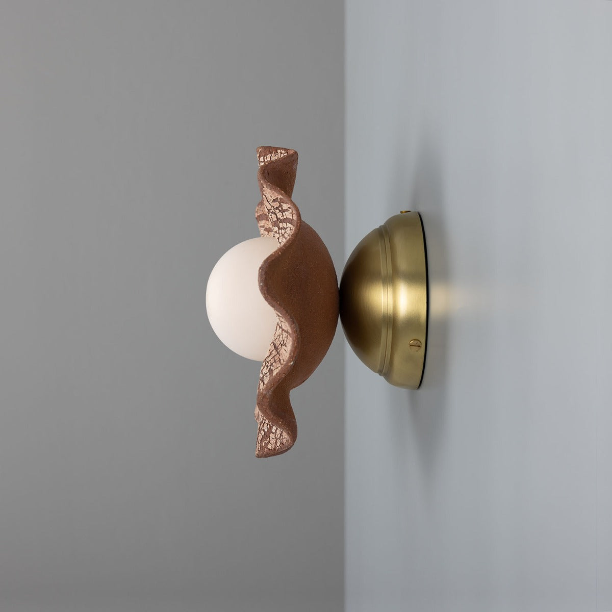 Rivale Wall Light with Wavy Ceramic Shade, Red Iron - View 5
