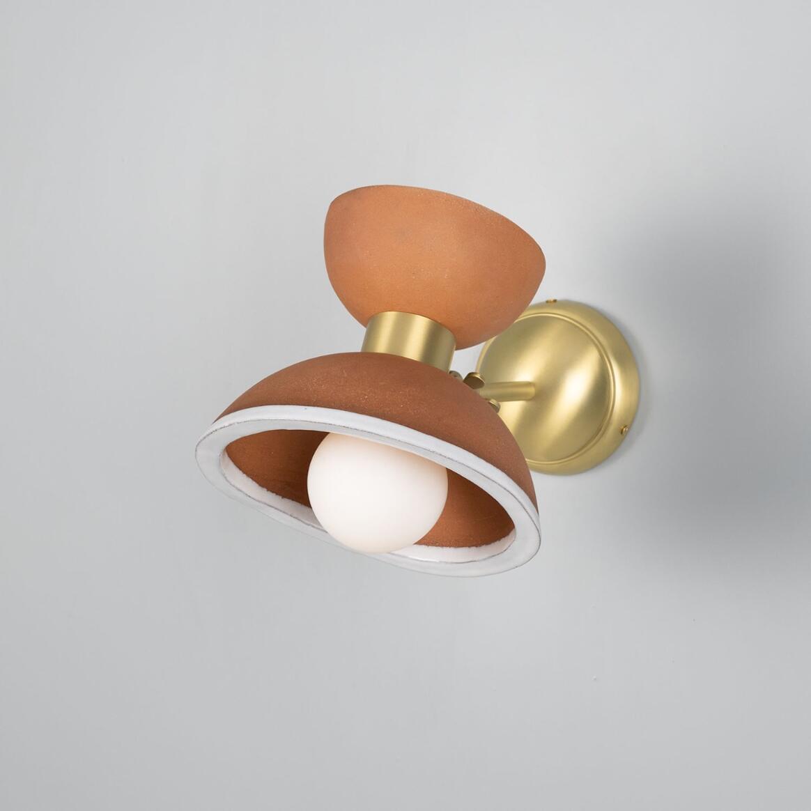Nakaii Organic Ceramic Wall Light, Terracotta & White 24cm IP20 - Subtle Wear