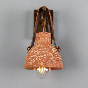 Nagi Organic Ceramic Wall Light with Rescued Fire-Hose Strap, Red Iron - View 3