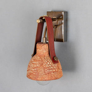 Nagi Organic Ceramic Wall Light with Rescued Fire-Hose Strap, Red Iron - View 4