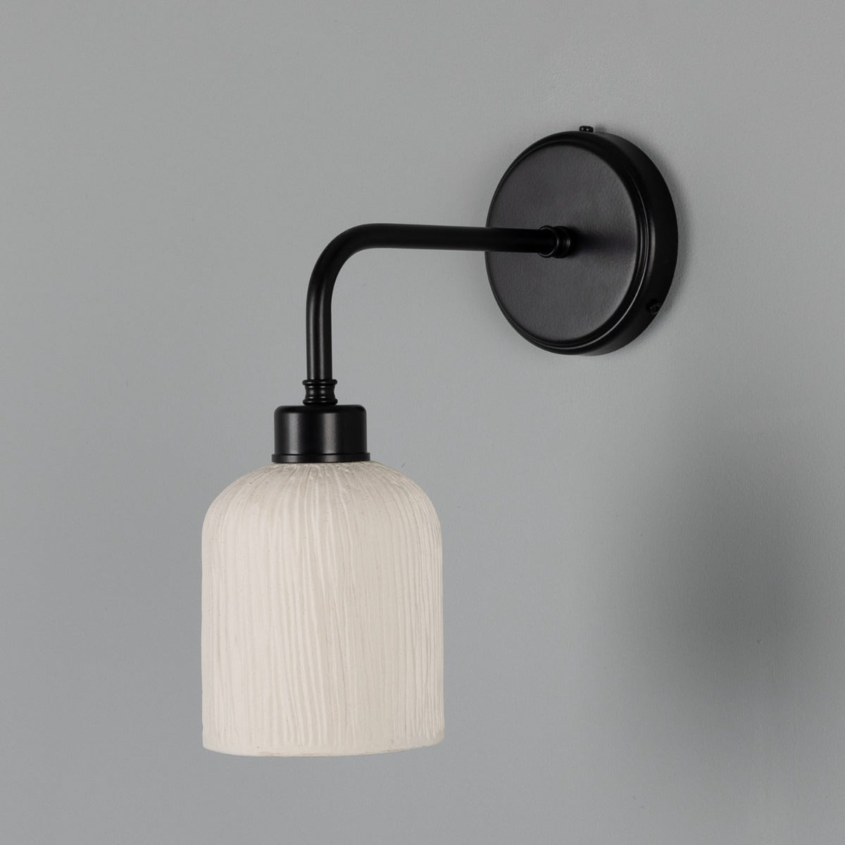 Osier Organic Ceramic Wall Light, Matte White Striped - View 2