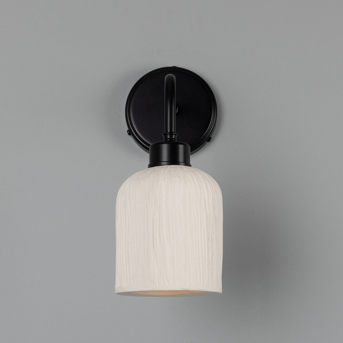 Osier Organic Ceramic Wall Light, Matte White Striped - View 3