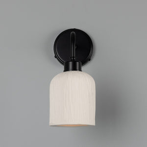 Osier Organic Ceramic Wall Light, Matte White Striped - View 3