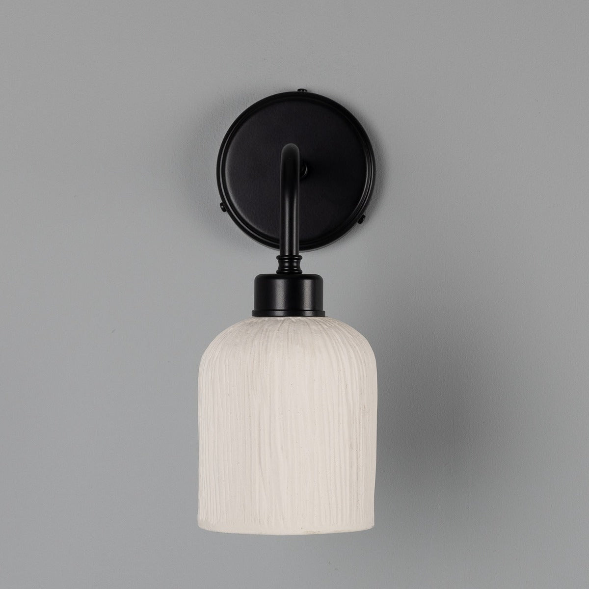 Osier Organic Ceramic Wall Light, Matte White Striped - View 4