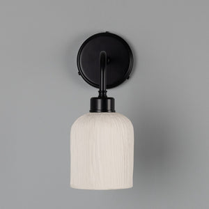 Osier Organic Ceramic Wall Light, Matte White Striped - View 4