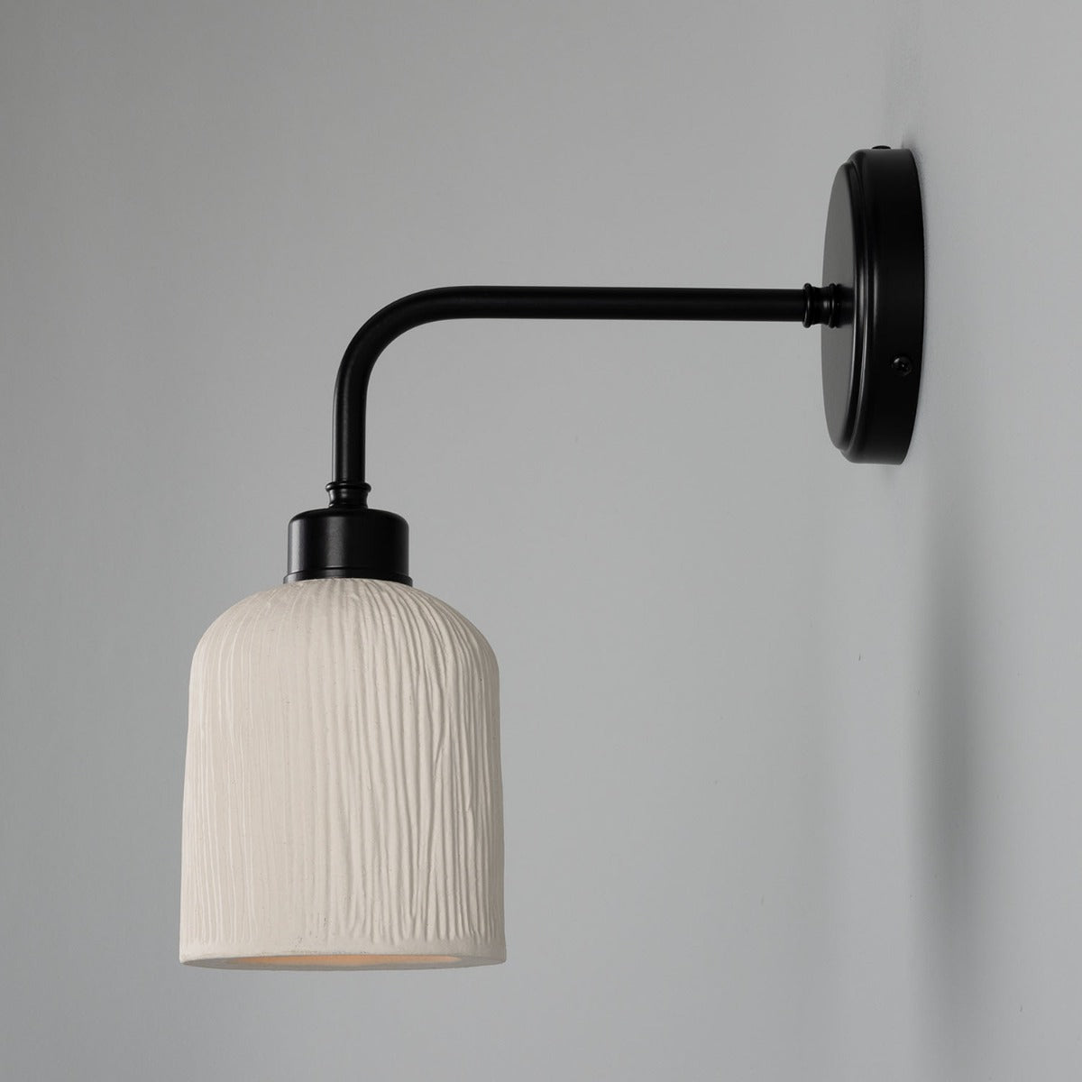Osier Organic Ceramic Wall Light, Matte White Striped - View 5