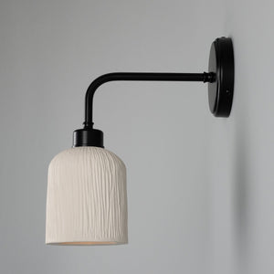 Osier Organic Ceramic Wall Light, Matte White Striped - View 5