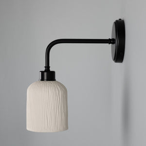 Osier Organic Ceramic Wall Light, Matte White Striped - View 6