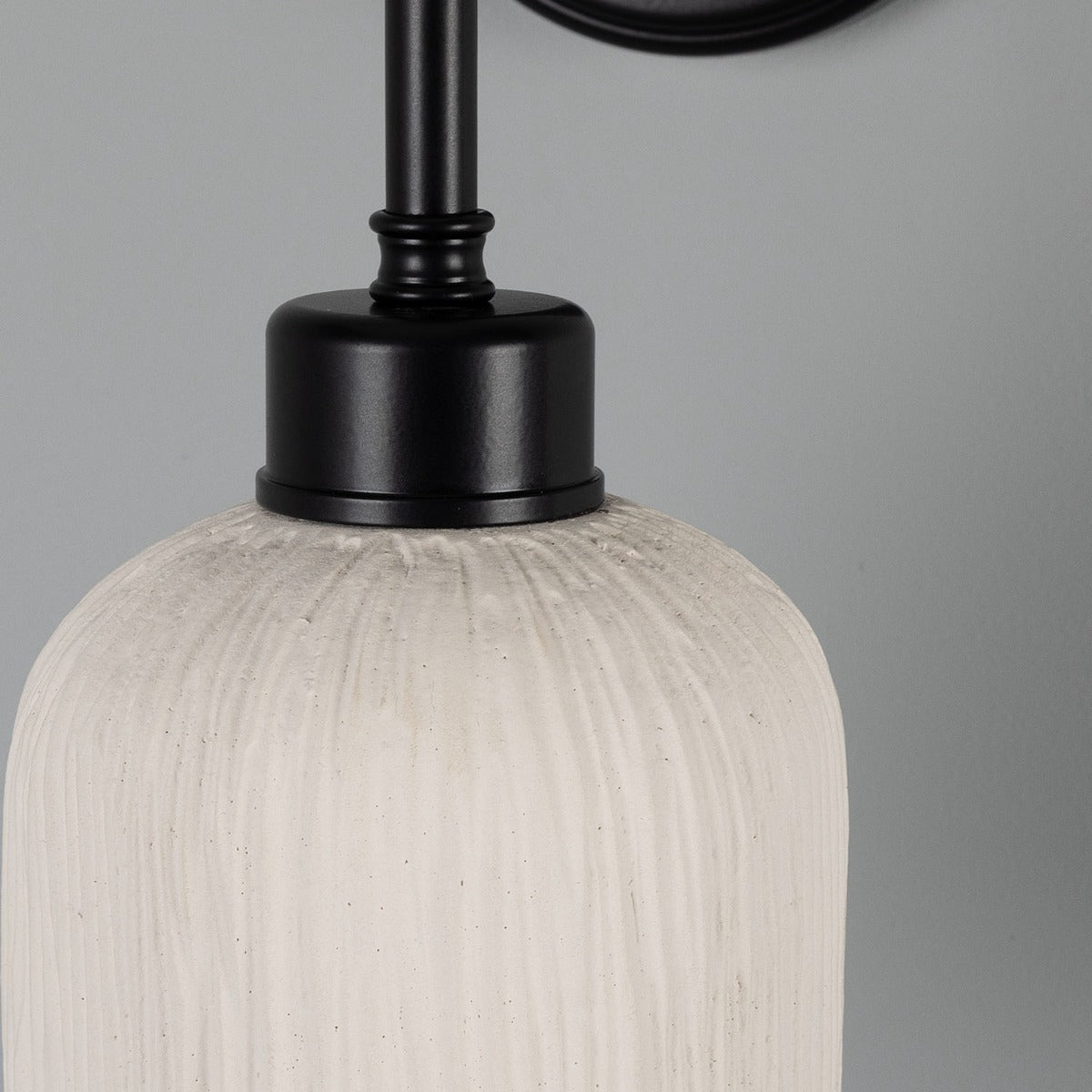 Osier Organic Ceramic Wall Light, Matte White Striped - View 7